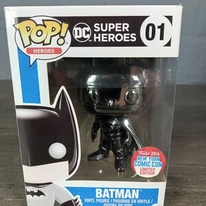 Funko POP Batman #01 Black Chrome 2016 New York Comic Con Rare